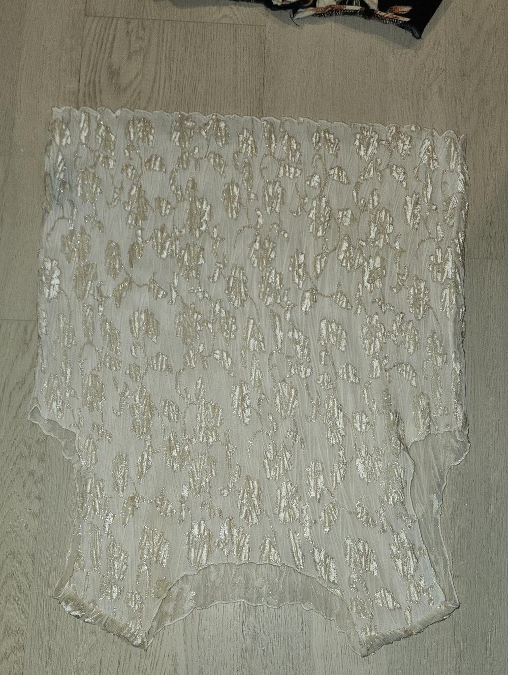 White Blouse with Metallic Floral Detail